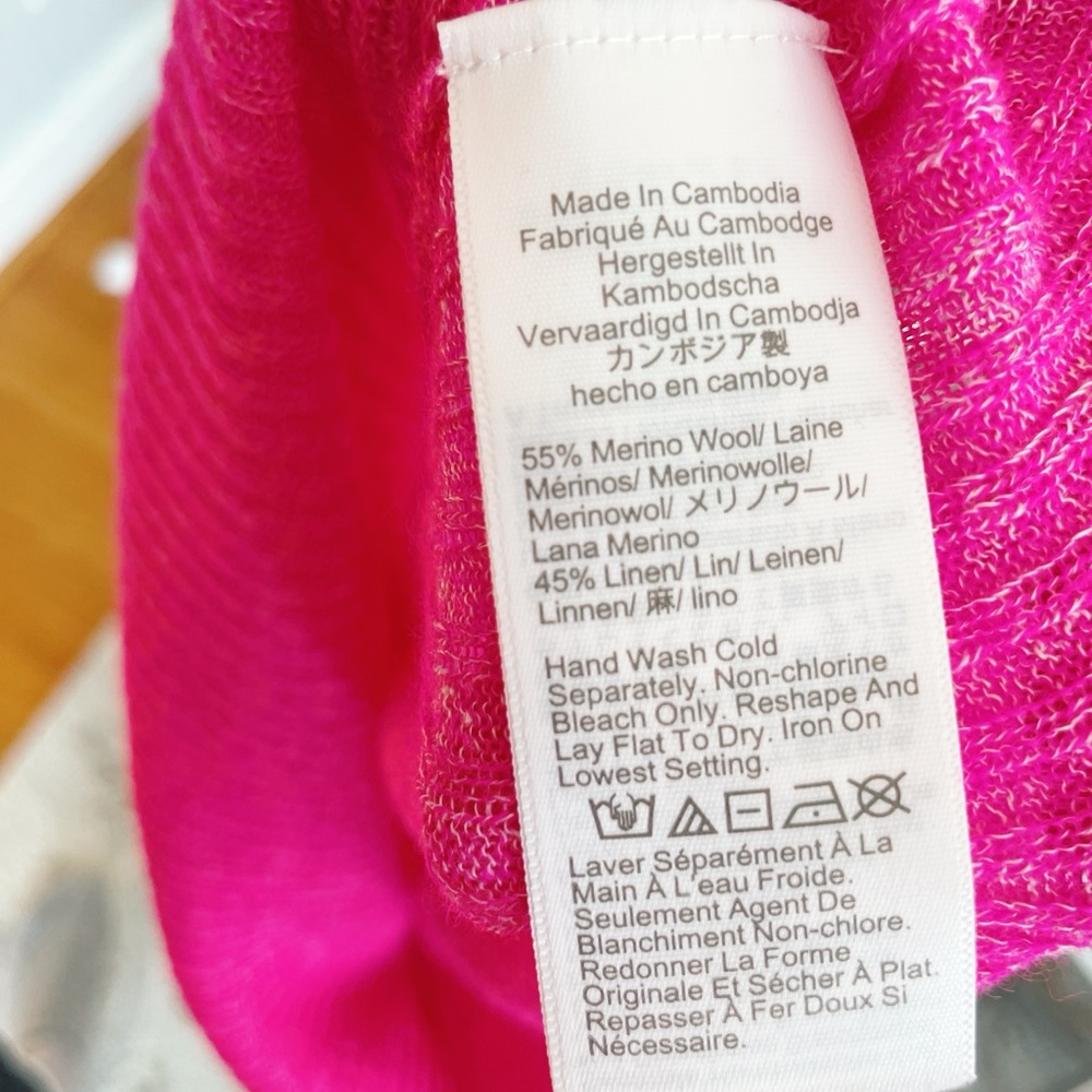 💗 J.Crew Merino Wool & Linen Ribbed Knit Top – Hot Pink, Size Small 💗 - Picture 7 of 7